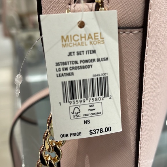 Michael Kors Jet Set Item Large East West Zip Crossbody Leather Powder Blush - Picture 11 of 16